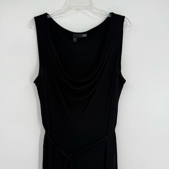 EILEEN FISHER Dress Silk Jersey Double Layer Drape  Neck Sleeveless Black Size L - Picture 7 of 11